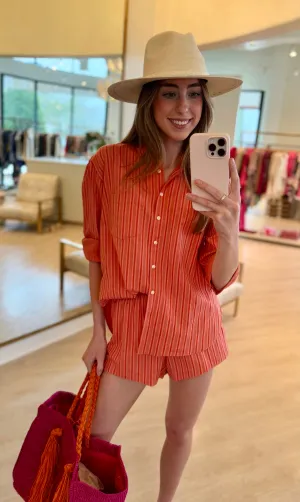 Trw1293 Terracotta Stripe Top